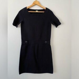 J. Crew Size Medium Navy Blue Knit Dress Button Detail Preppy Nautical Style